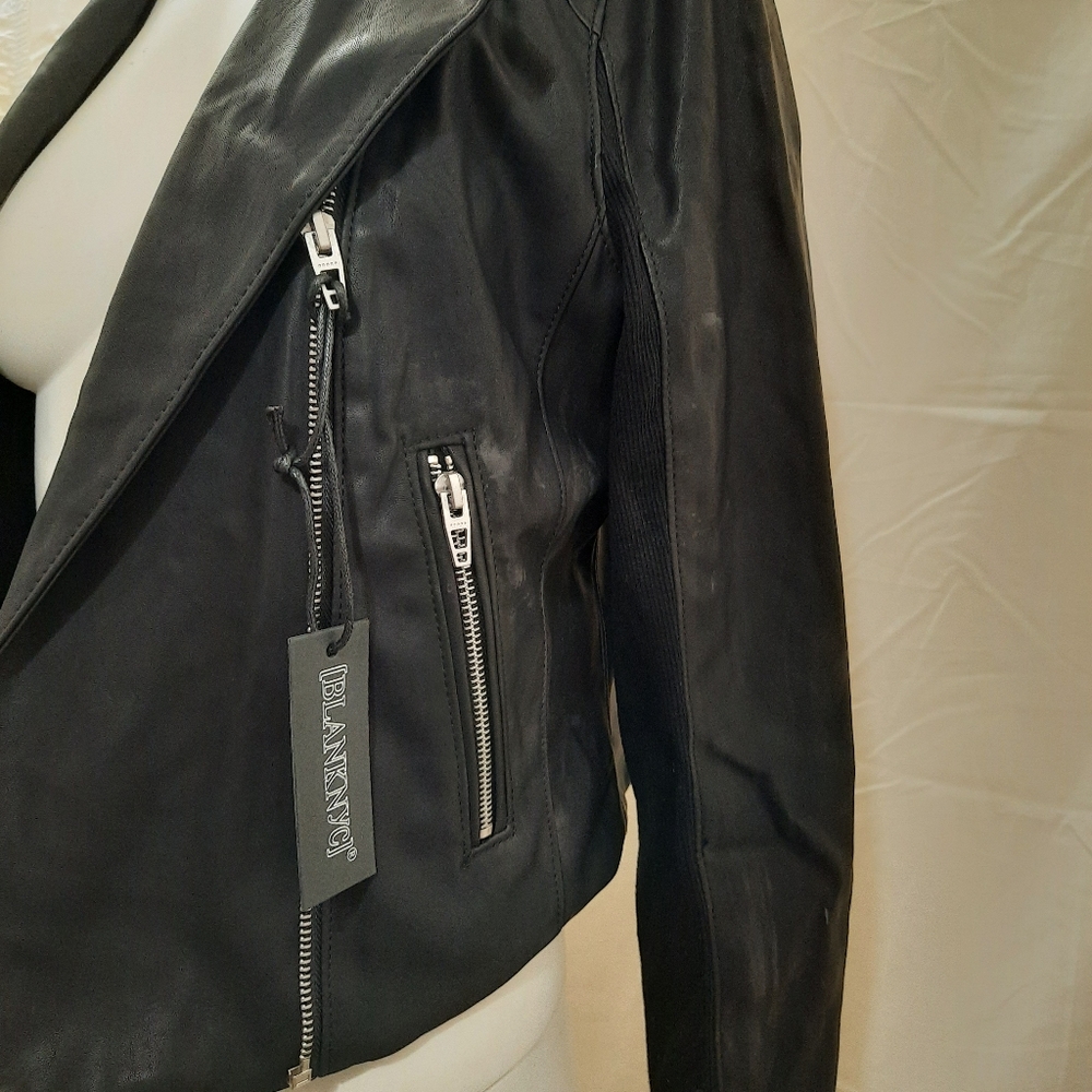 Collarless moto jacket